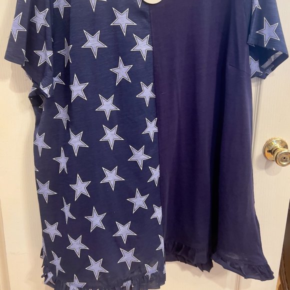 Plus Size Blue Shirt with Stars- Great for Football Season - Picture 2 of 5